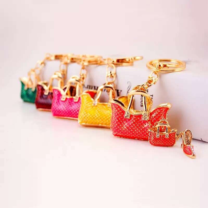 Creative Cute Women's Bag Rhinestone Handbag Metal Pendant Keychain Craft Small Gift 075