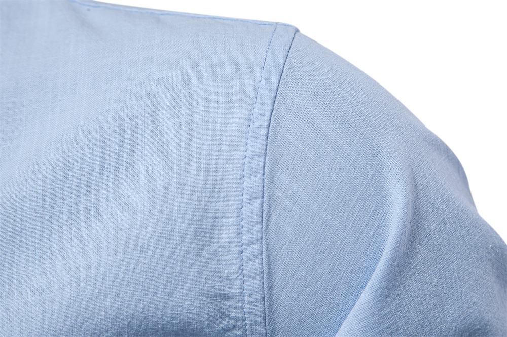 Men's long-sleeved shirt designer, trendy business shirt, men's cotton and linen casual solid color long-sleeved shirt European size: S-2XL