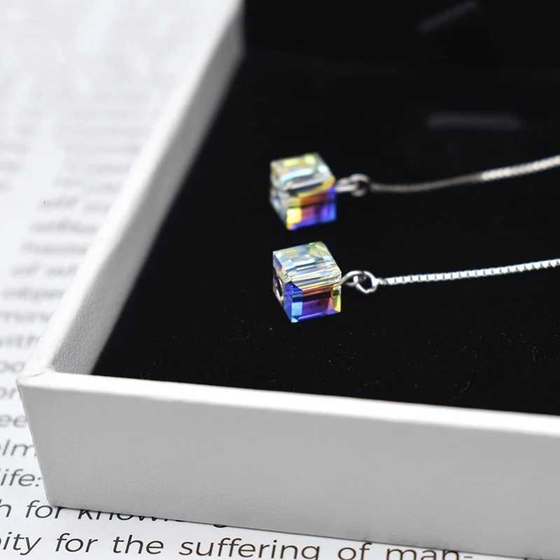 1 Pair Crystal Square Earrings Line Tassel Chain Drop Earring Womens Ear Line Straight Jewelry Gifts Y250812