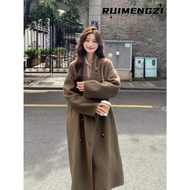 2024 New French Winter Romantic Temperament Womens Sweet and Fresh Woolen Coat Jacket Long Casual Coat for Women Z250813