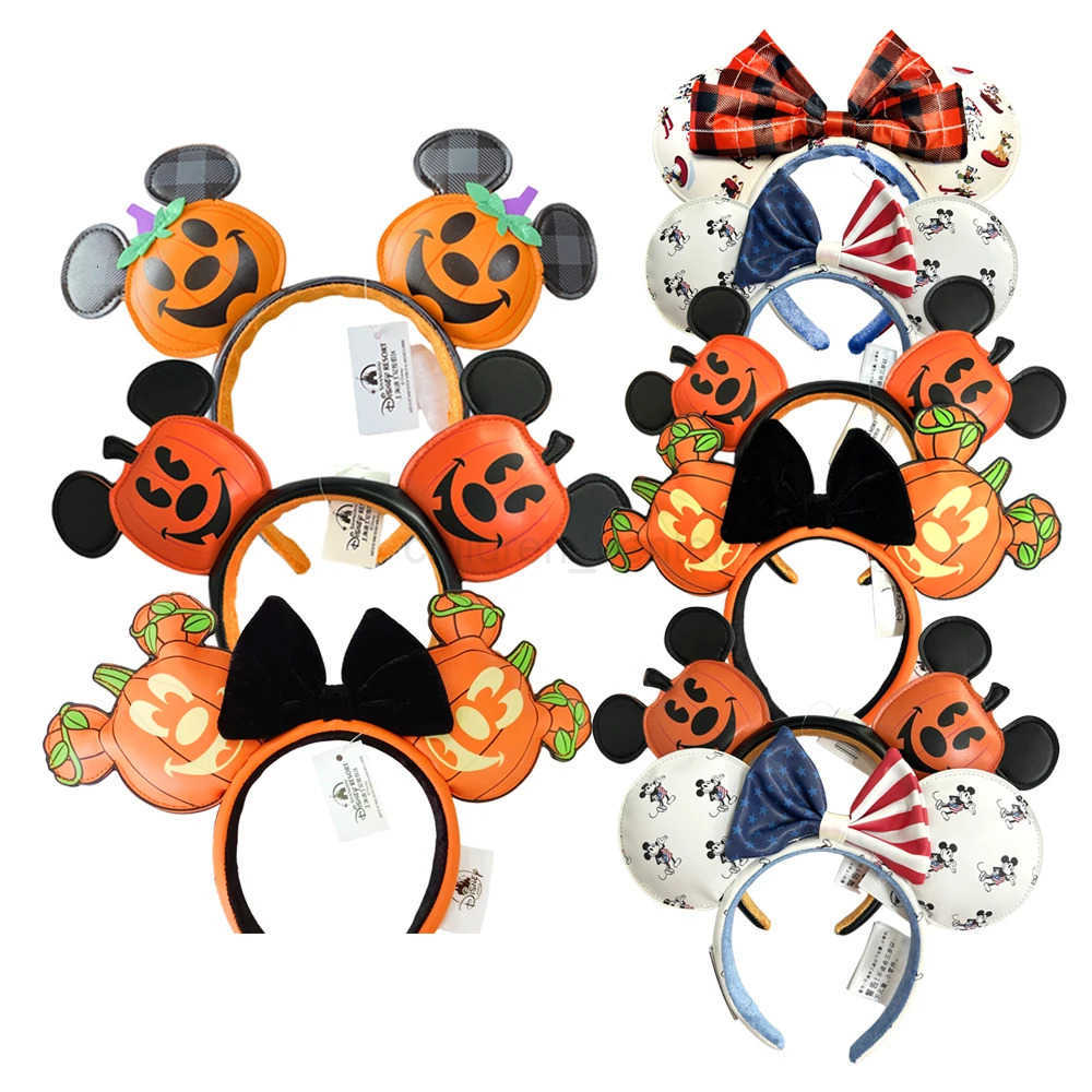 Disney New Disney PU Pumpkin Mickey Mouse Ear Headband COSTUME Halloween Headband Cosplay Plush Gift USA Flag Girls Party Hairband W250813