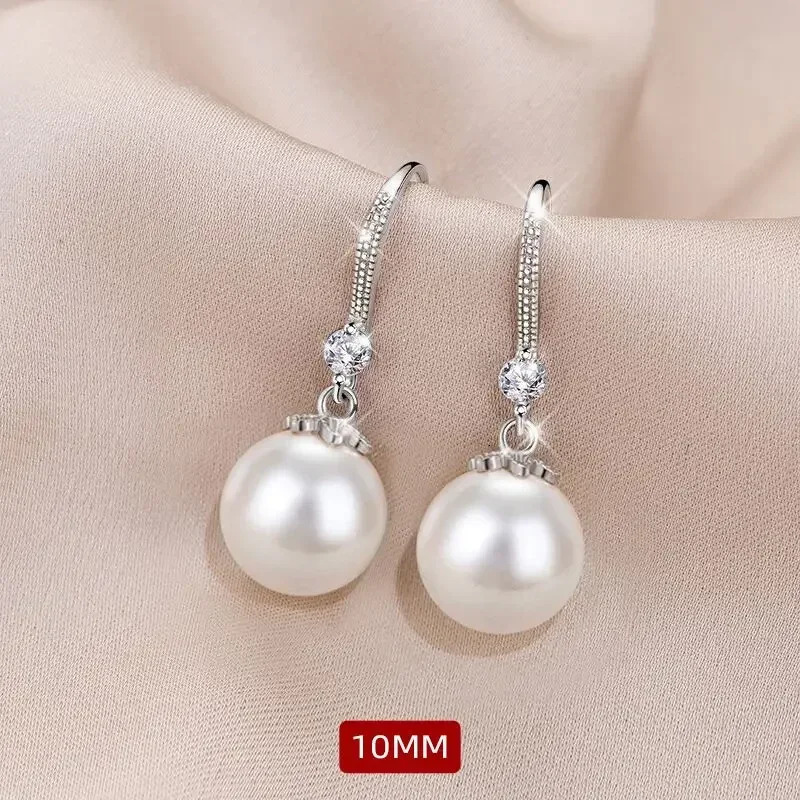 925 Sterling Silver Long Pearl CZ Dangle Earrings For Women Engagement Wedding Graceful Accessories Fashion Earring Gift 250812