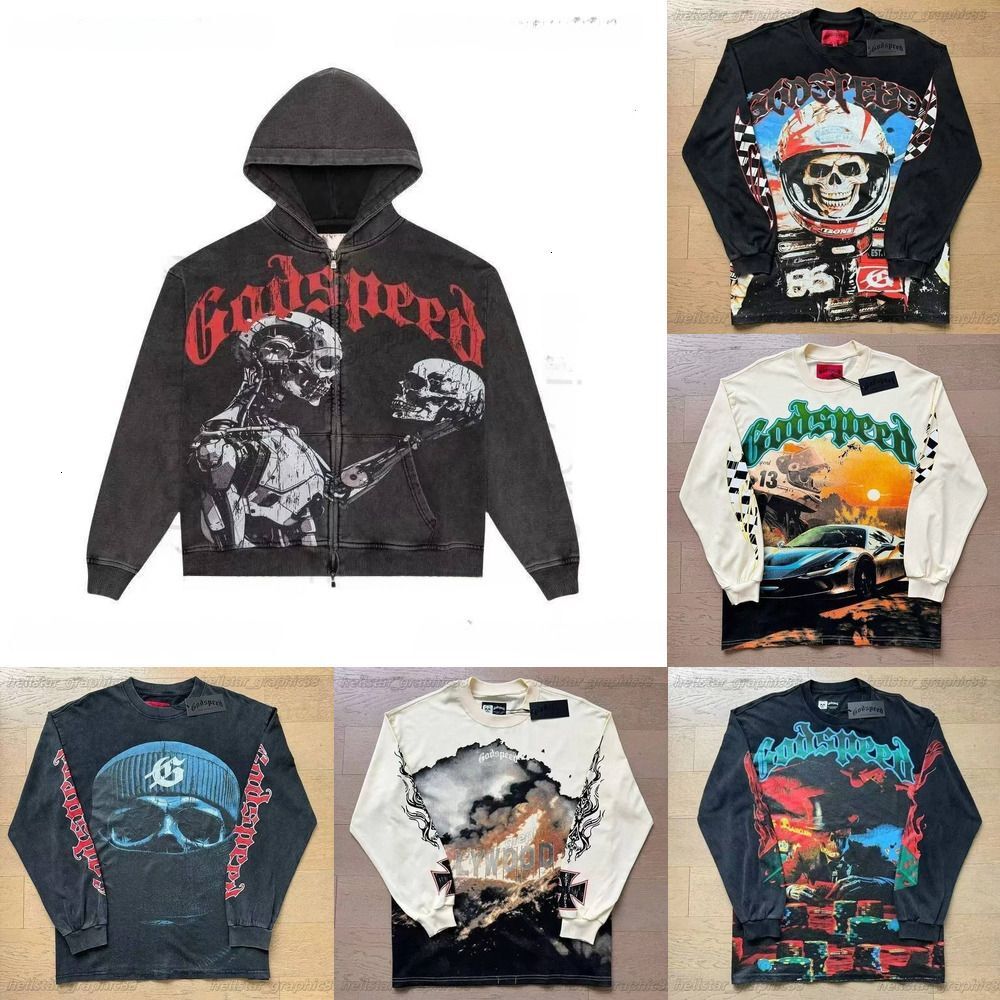 god speeds 2025 new tss designer Hoodie set Men's and Women's T-shirt shorts Sweatshirts top and pants set hoodie High Quality Red Green Graffiti god speed t shirt fc4