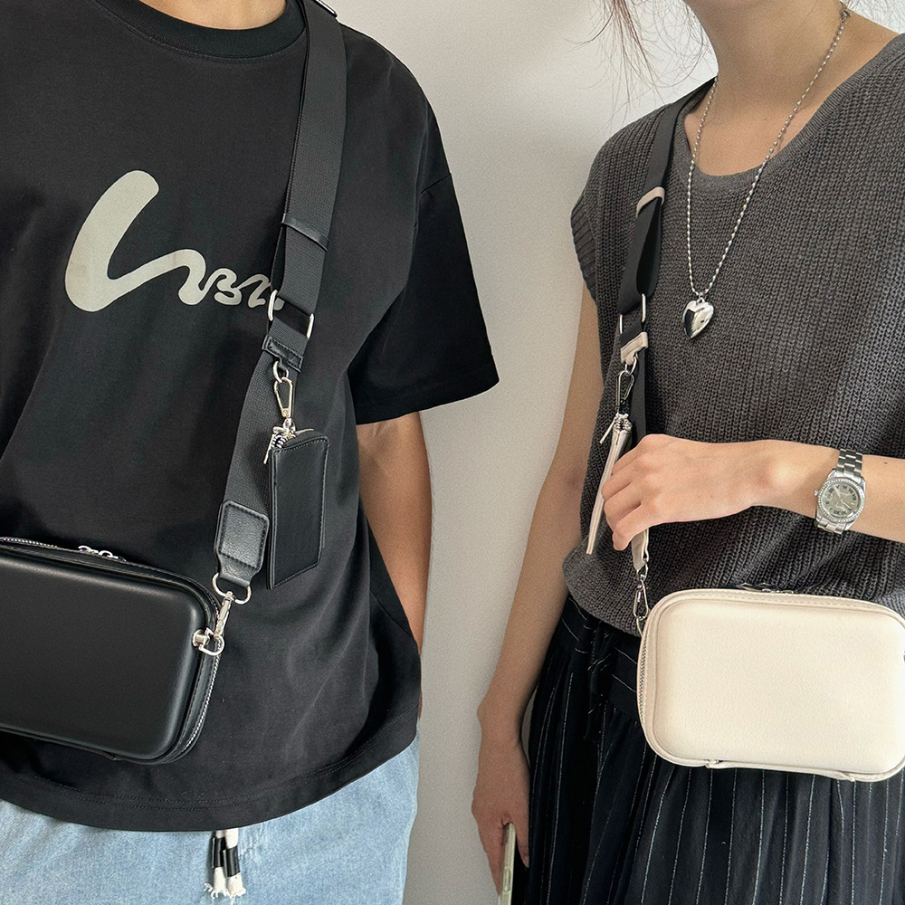 Box Laminated Couple Matching Square Cool Handsome Wide Shoulder Strap Sports Style Men's Bag ddmymarket