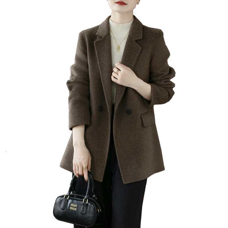 100% Pure Wool Double-Sided Woolen Jacket Autumn Winter Fashion Versatile Womens Clothing Z250813
