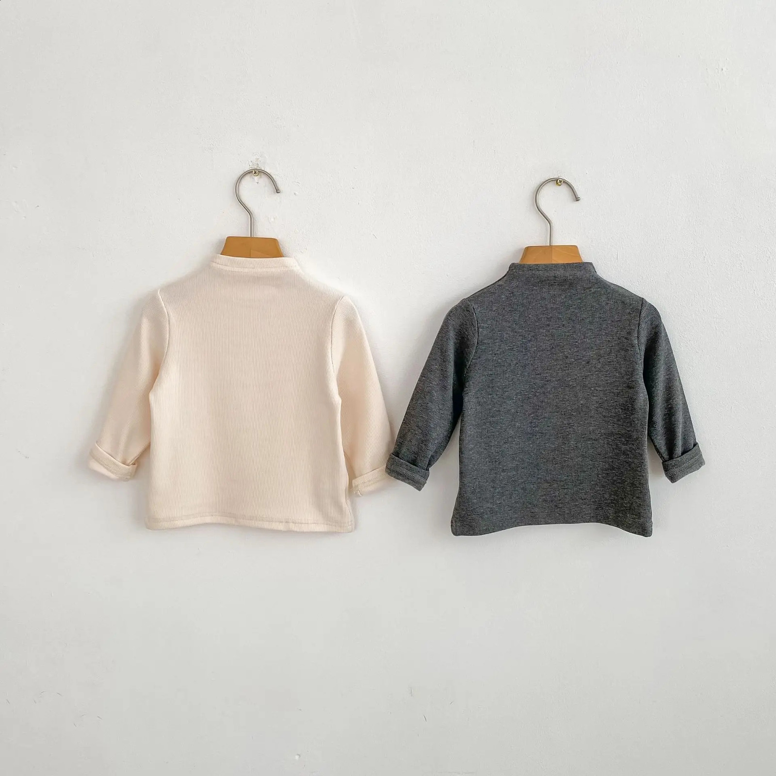autumn baby clothing for 03 years old half high neck long sleeved tops boys and girls solid color versatile Tshirts 250812