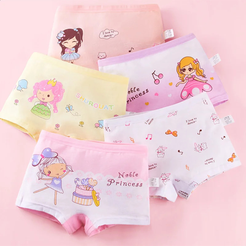 5Pcslot Baby Girls Cartoon Underpants Kids Underwear Cotton Panties Toddler Children 210years 250812