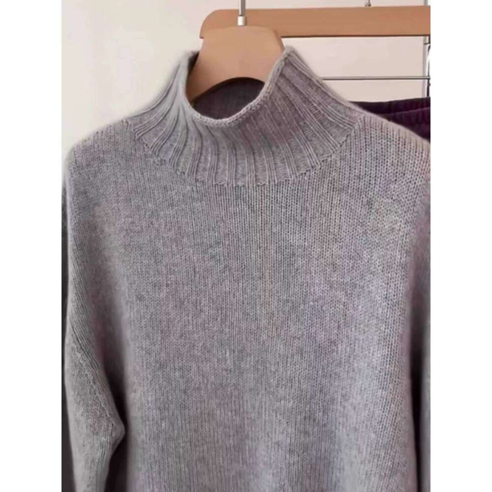 High-Grade High Neck Cashmere Knitwear Women's Autumn And Winter Thick Inside Sweater With Coat Loose Wool Base 250813