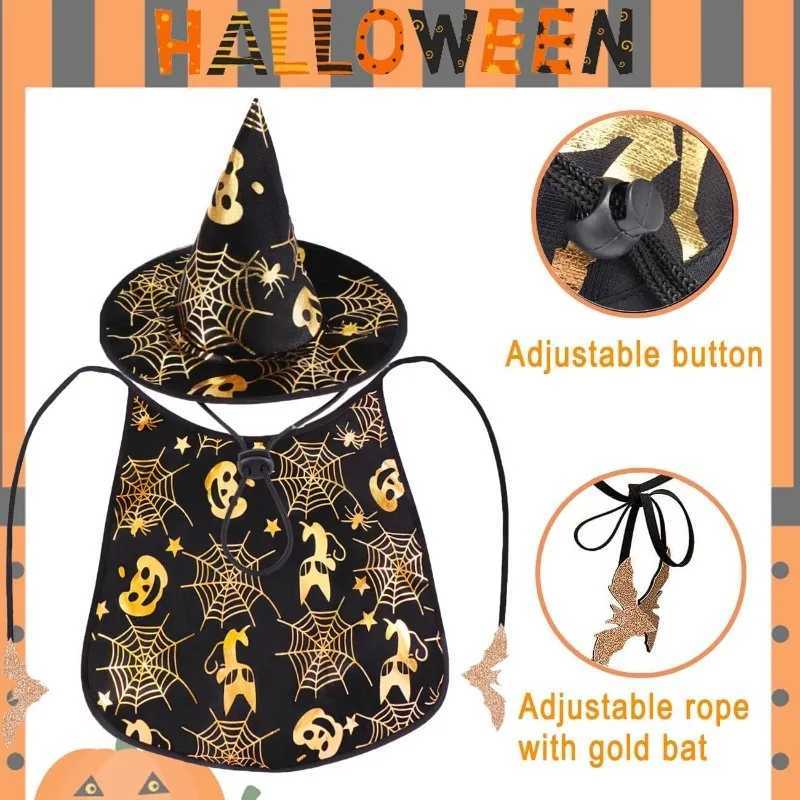 Halloween Dog Costume Adjustable Pet Cloak Cape with Wizard Hat Party Dogs Cosplay Funny Apparel Dog Cat Cool Dresses Decoration XJ250813