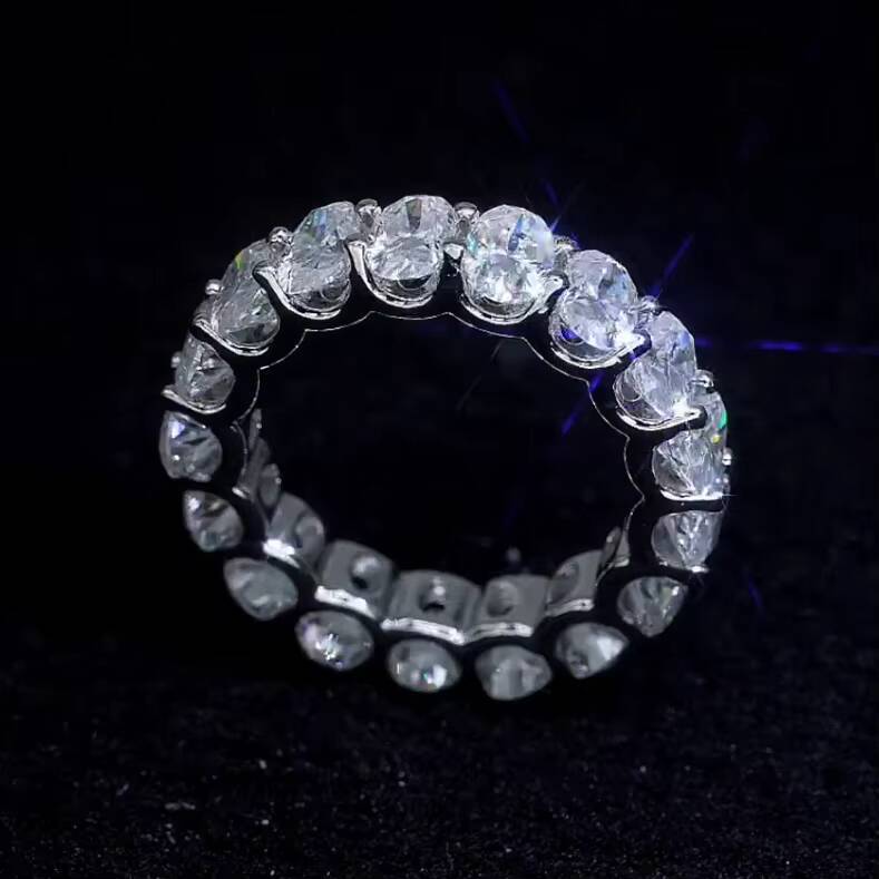 925 Sterling Silver Oval Shape with VVS Silicon Stone Hip Hop Ring Silicon Stone Jewelry Silicon Stone Iced Out Ring