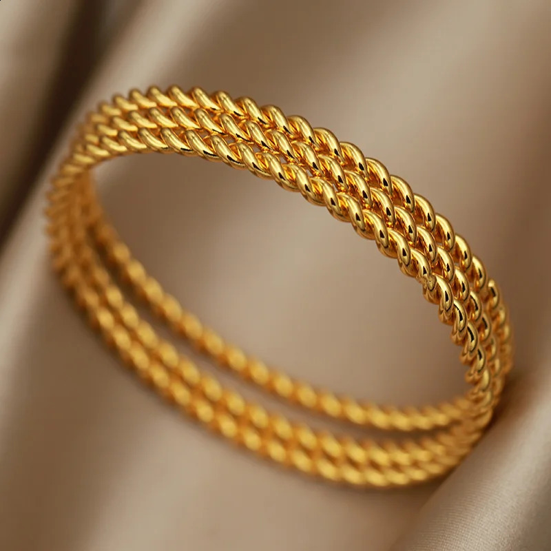 Classic Stainless Steel Simple Multilayer Twist Bangles for Women Vintage Bracelets Rust-proof Wrist Jewelry Gift Party 250812