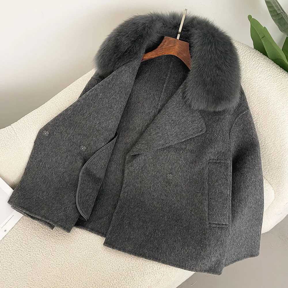 0ftbuy High End Wool Coat Women Double Face Cashmere Coat With Real Fur Collar Ladies Winter Jacket Warm Clothing Fall Z250813