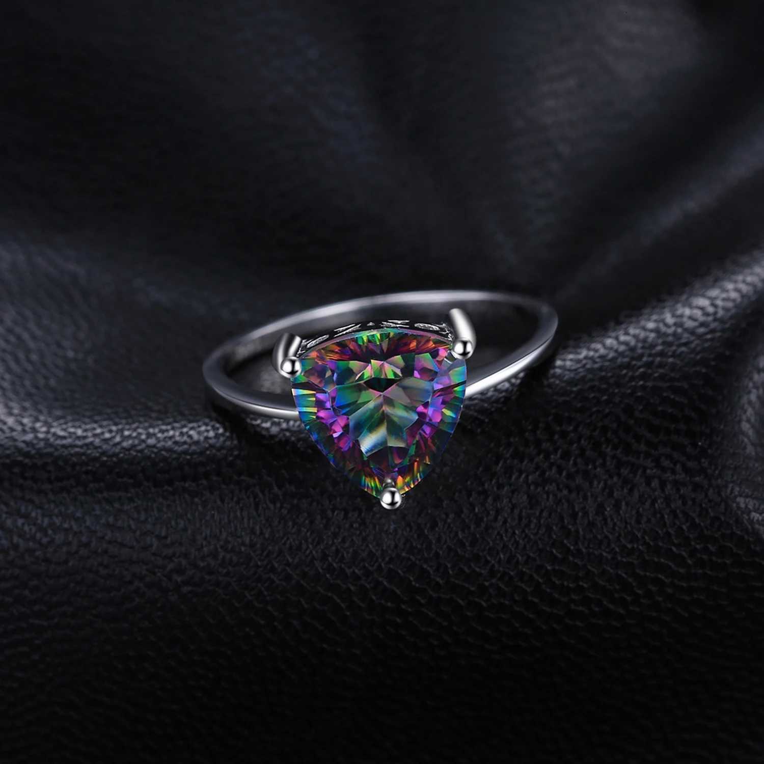 4.3ct Natural Rainbow Mystic Quartz 925 Sterling Silver Wedding Engagement Solitaire Ring for Women New Arrival W250812