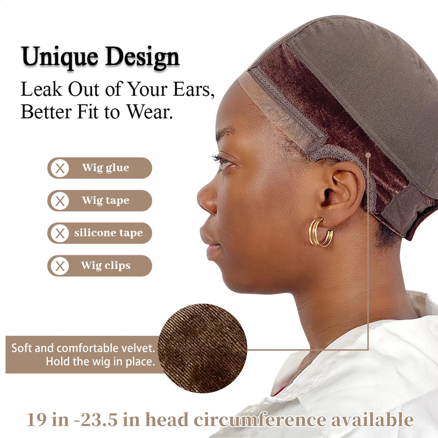 Wig Cap with Grip Band for Keeping Wigs in Place More Full Cap-wide Transparent Lace for Lace Front Wigs 250812
