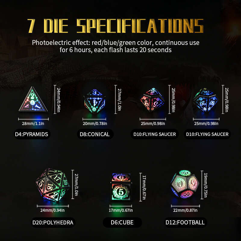 New Dungeons and Dragons Luminous LED Touch Charging DND Pattern Dice Set