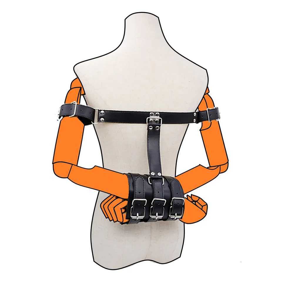 SM PU Leather Behind Back Hand Cuff Collar BDSM Bondage Restraints Slave Training Hand Binding SM Toys For Couples Games XJ250813