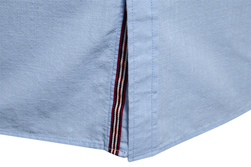 Men's long-sleeved shirt designer, trendy business shirt, men's cotton and linen casual solid color long-sleeved shirt European size: S-2XL