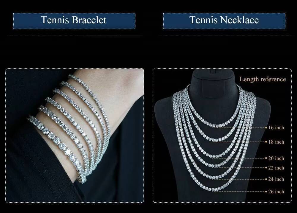 Wholesale Jewelry Pass Diamond Tester Women Necklace Gold 925 Sterling Silver Hip Hop VVS Moissanite Tennis Chain for Men