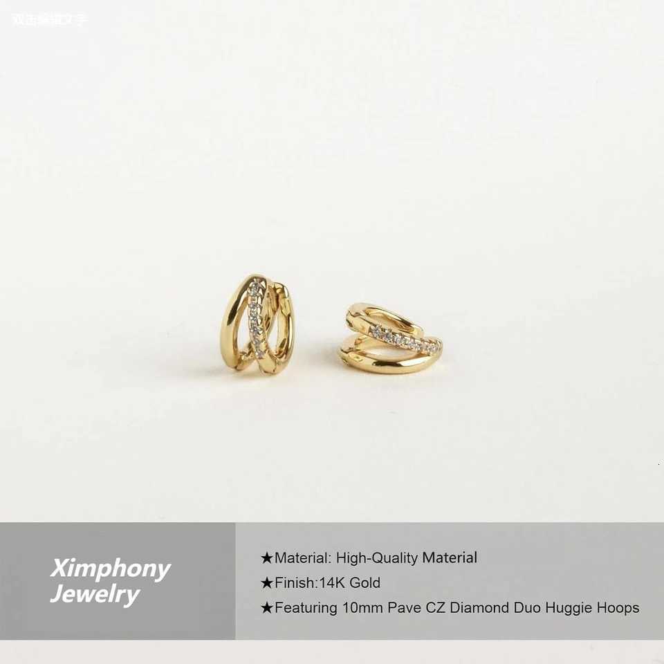 Gold Hoop Earrings for Women14K Gold Plated Diamond Huggie Hoop Earrings for Women Wedding Gift For Woman Christmas Gift Y250812
