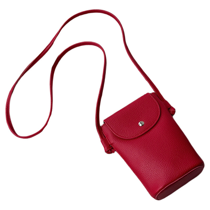 2025 Simple Leather Solid Color Phone for Women Versatile Crossbody Shoulder Sweet Mini Cover French Fries Bag ddmymarket