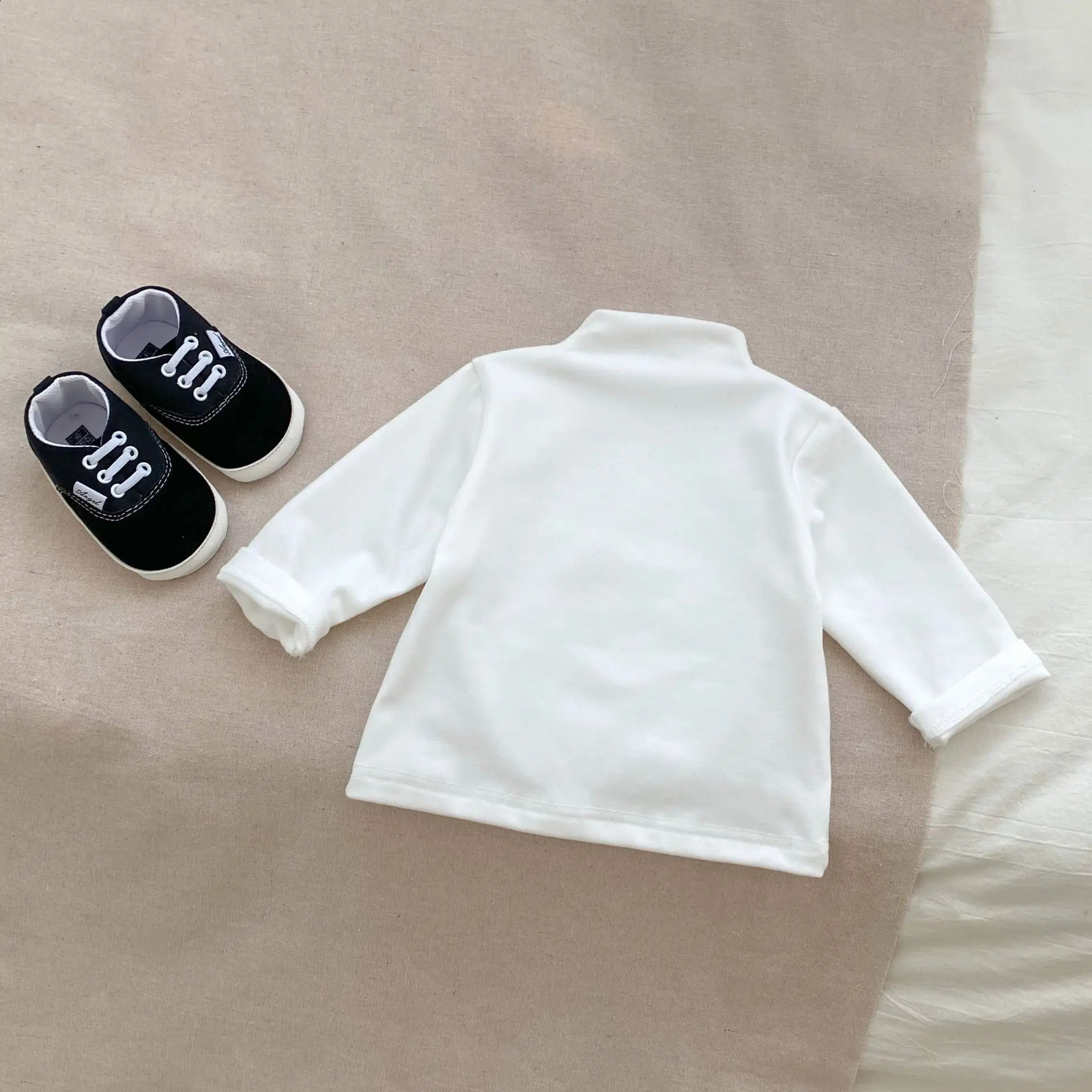 Autumn Winter Fashion Boy Baby Solid Turtleneck Long Sleeves Bottoming Shirt Girl Infant Cotton Casual Tshirt Kid Tops Clothes 250812