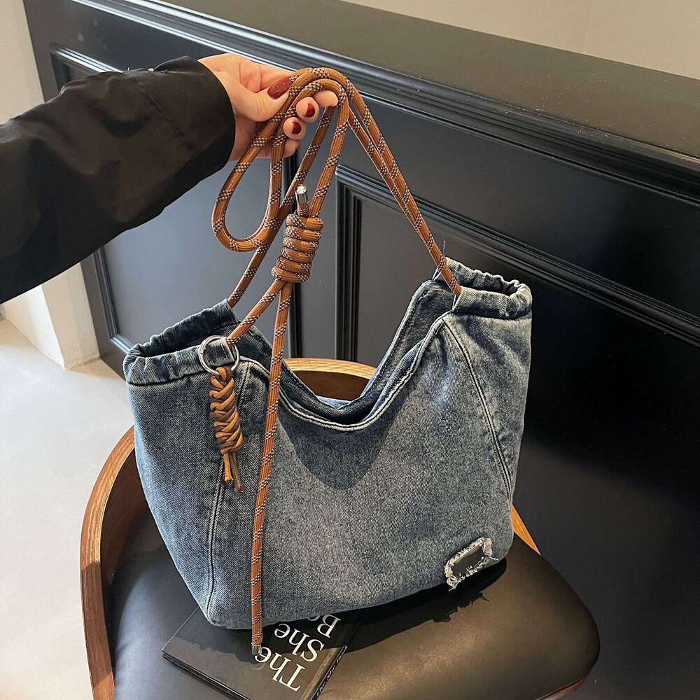 Denim Designer Bags for Women 2025 New Fashionable Single Shoulder Crossbody Large Capacity Student Commuter Luxury Tote Bag