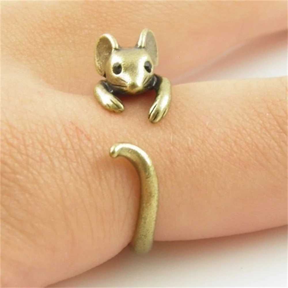 Antique Silver Color Mouse Open Ring For Women Creative Cute Little Animal Adjustable Rings Charming Party Fashion Jewelry B125 W250812