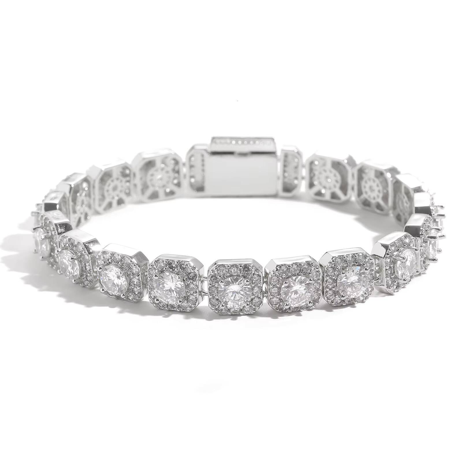 European and American Mens Necklace with 10mm Wide Rock Sugar Link Chain Zircon Accent Flip Trend Fashion Accessory