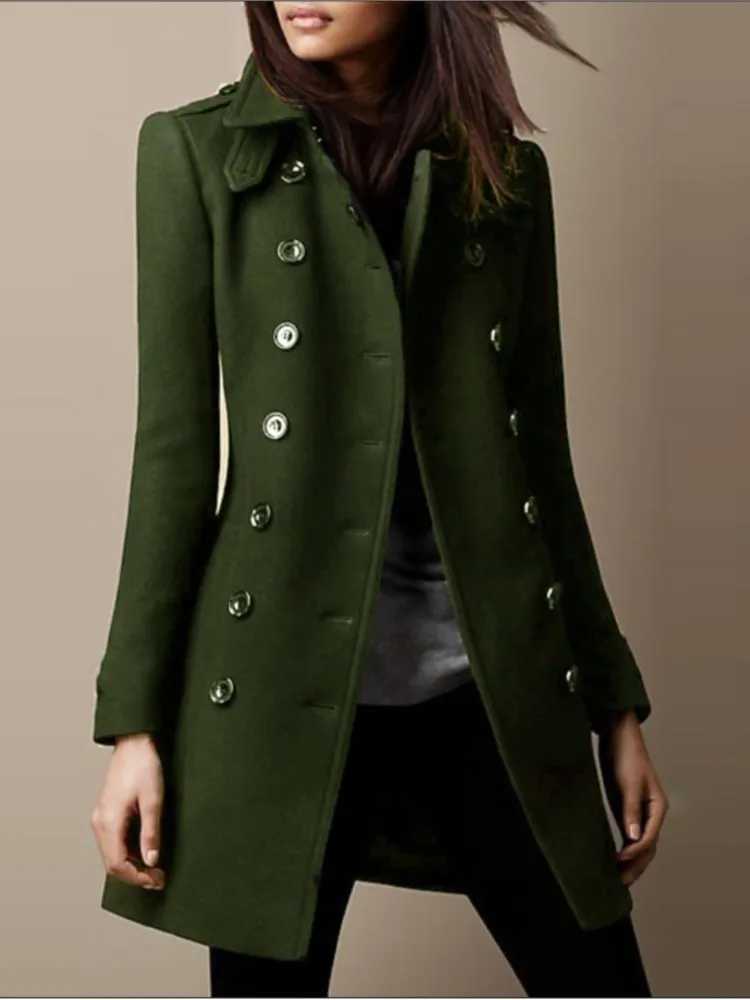 Autumn Winter Turn-down Collar Woolen Jacket Coat Women Fashion Black Long Sleeve Double Breasted Loose Wool Coats Streetwear Z250813