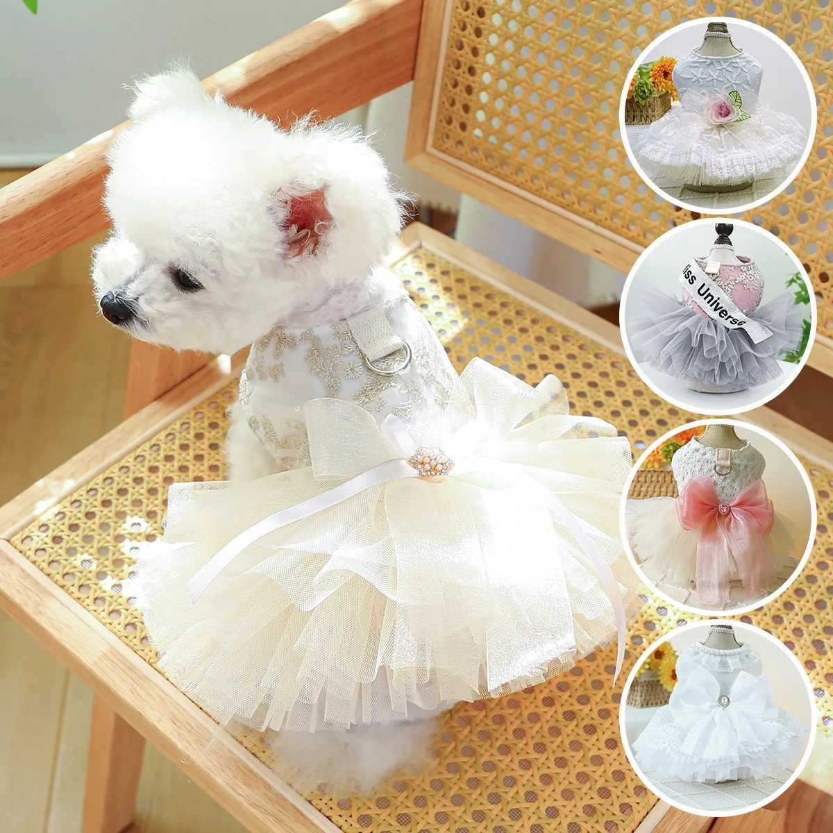 Princess Dog Wedding Dress Cat Tutu Skirt with D-ring Leash Hole Dog Clothes for Small Dogs Chihuahua Poodle XJ250813