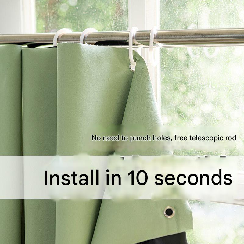 YL-36985 sunshade cloth new small block full color curtain rental room free punch telescopic rod blackout curtain bedroom