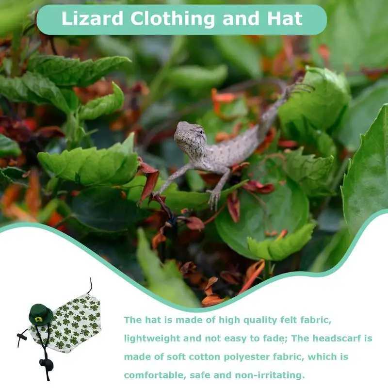 Lizard Clothing And Hat Shamrock Pattern Bandanas Puppy Party Clothing Irish Festival Cosplay Costume Small Animal Outfit For XJ250813