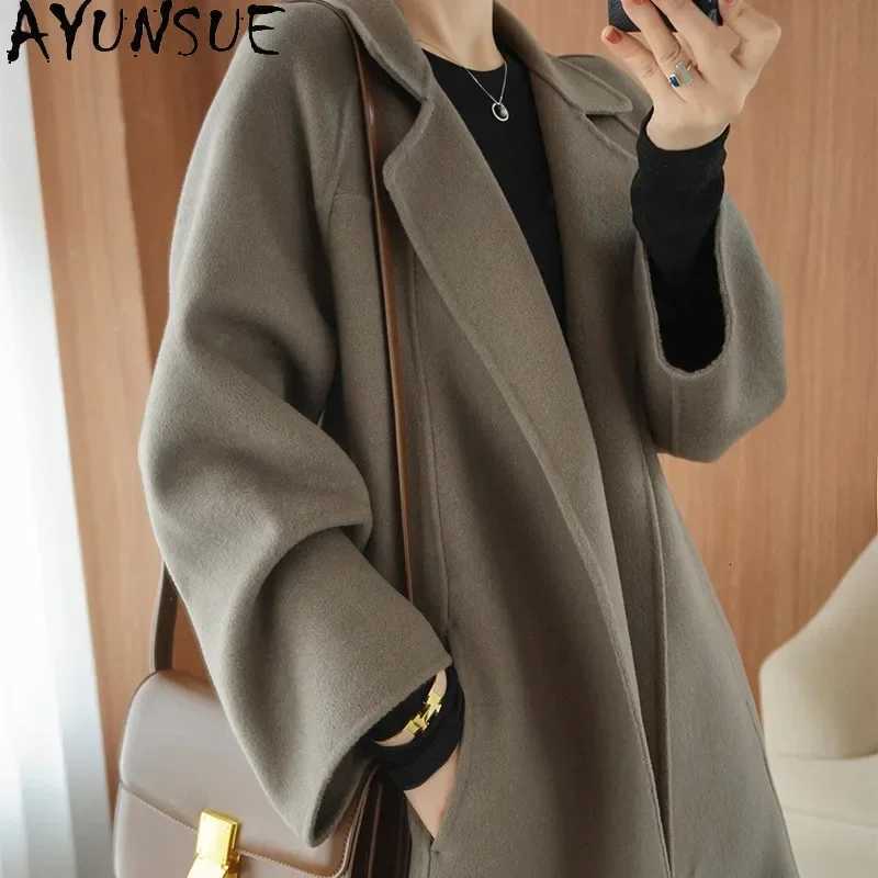 100% Wool Coats for Women Long JaCKets Womens Fashion Autumn Winter CloTHes Cashmere Coat Women Coat 2024 Z250813