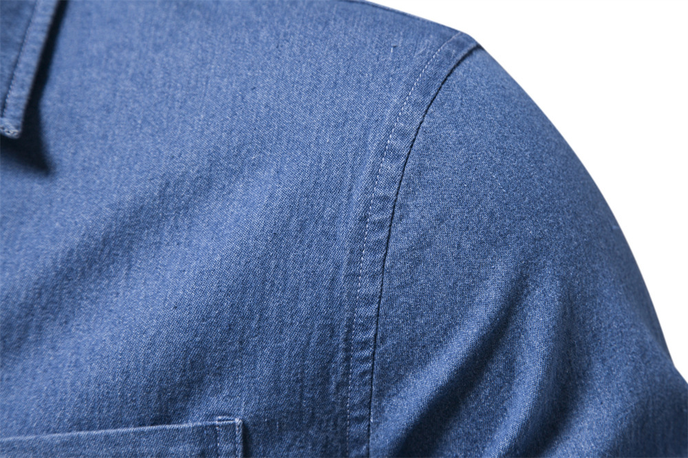 Designer men's denim shirt high-quality top no-iron shirt men's casual solid-color men's long-sleeved shirt European size: S-2XL