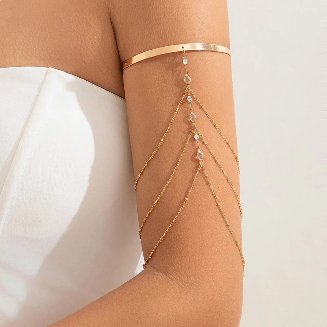 Ingemark 17 Styles Boho Crystal Pendant Cuff Open Bangles for Women Wed Bridal Goth Tassel Link Arm Bracelets Party Jewelry Gift 250812