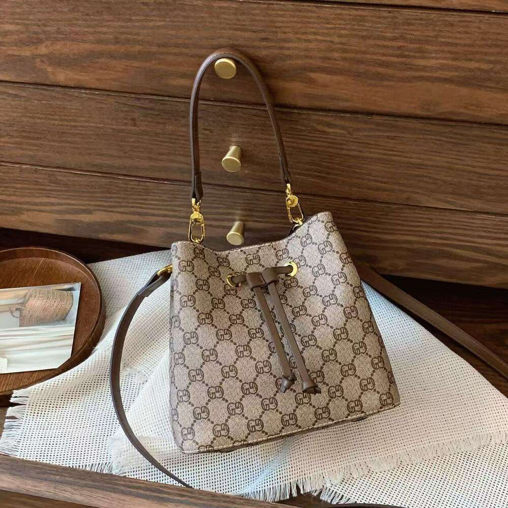 Gutiko 2025 New Women's Bucket High-End Versatile Crossbody Printed Elegant Drawstring Lucky Shoulder Bag