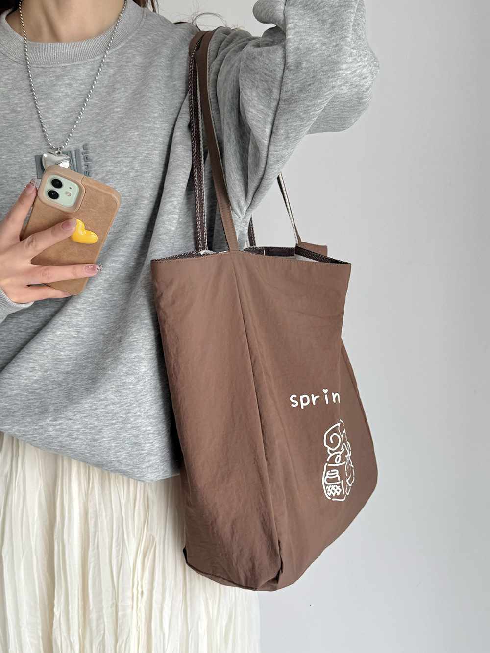 Double-Sided Striped Canvas Korean INS Lazy Style Large Capacity Shoulder Tote Student Casual Shopping Bag for Women ddmymarket