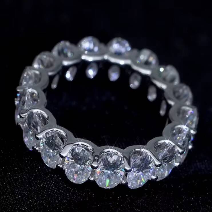 925 Sterling Silver Oval Shape with VVS Silicon Stone Hip Hop Ring Silicon Stone Jewelry Silicon Stone Iced Out Ring