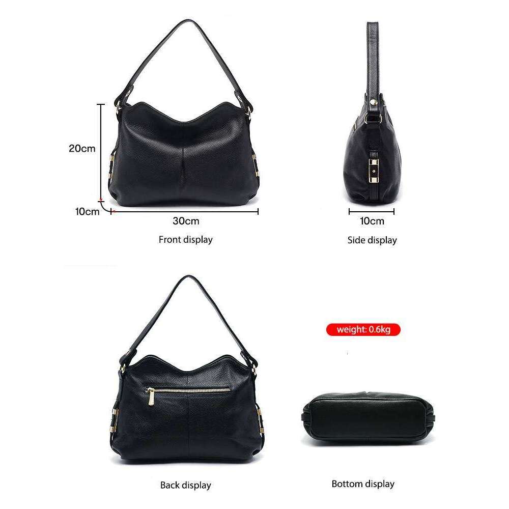 Zency Women s Genuine Leather Shoulder Bags Female Fashion Hobos Crossbody Lady Shopper Designer Handbag Black For Commuters bag