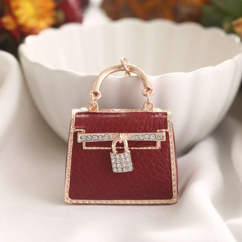 Fashion Hanging Decoration Creative Leather Ins Bag Keychain Metal Car Pendant Small Gift