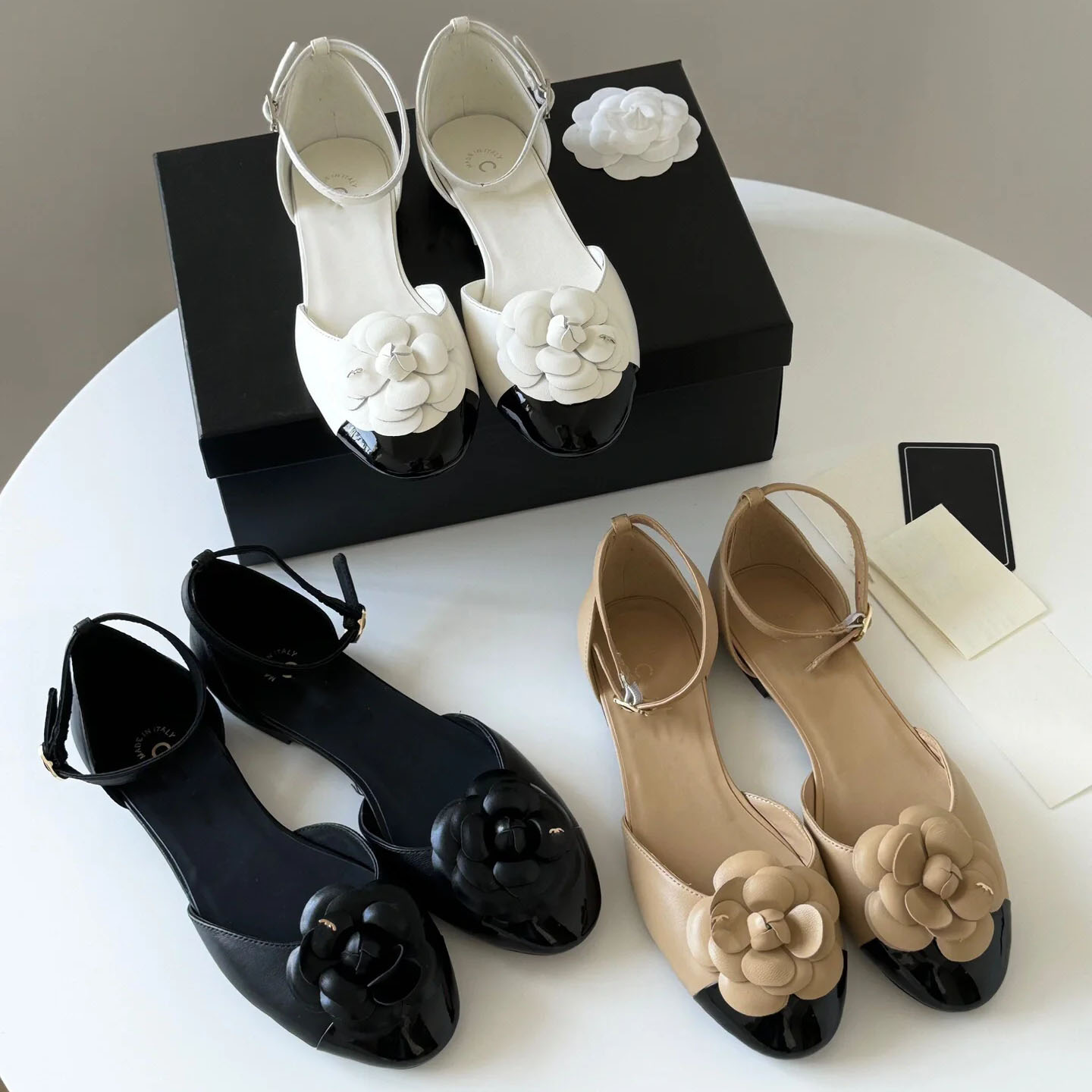 Paris designer Ballet Flats Shoes Women brands Quilted Genuine Leather Slip on Ballerina Round Toe Ladies Dress Camellia Shoes Zapatos De Mujer
