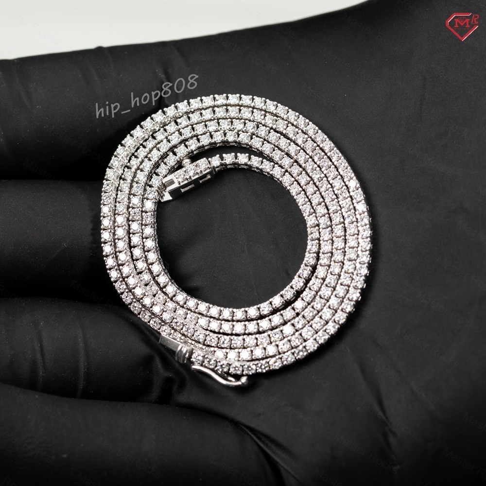 2mm High Quality Iced Out Necklace 925 Silver Rhodium Plated VVS Moissanite Tennis Chain
