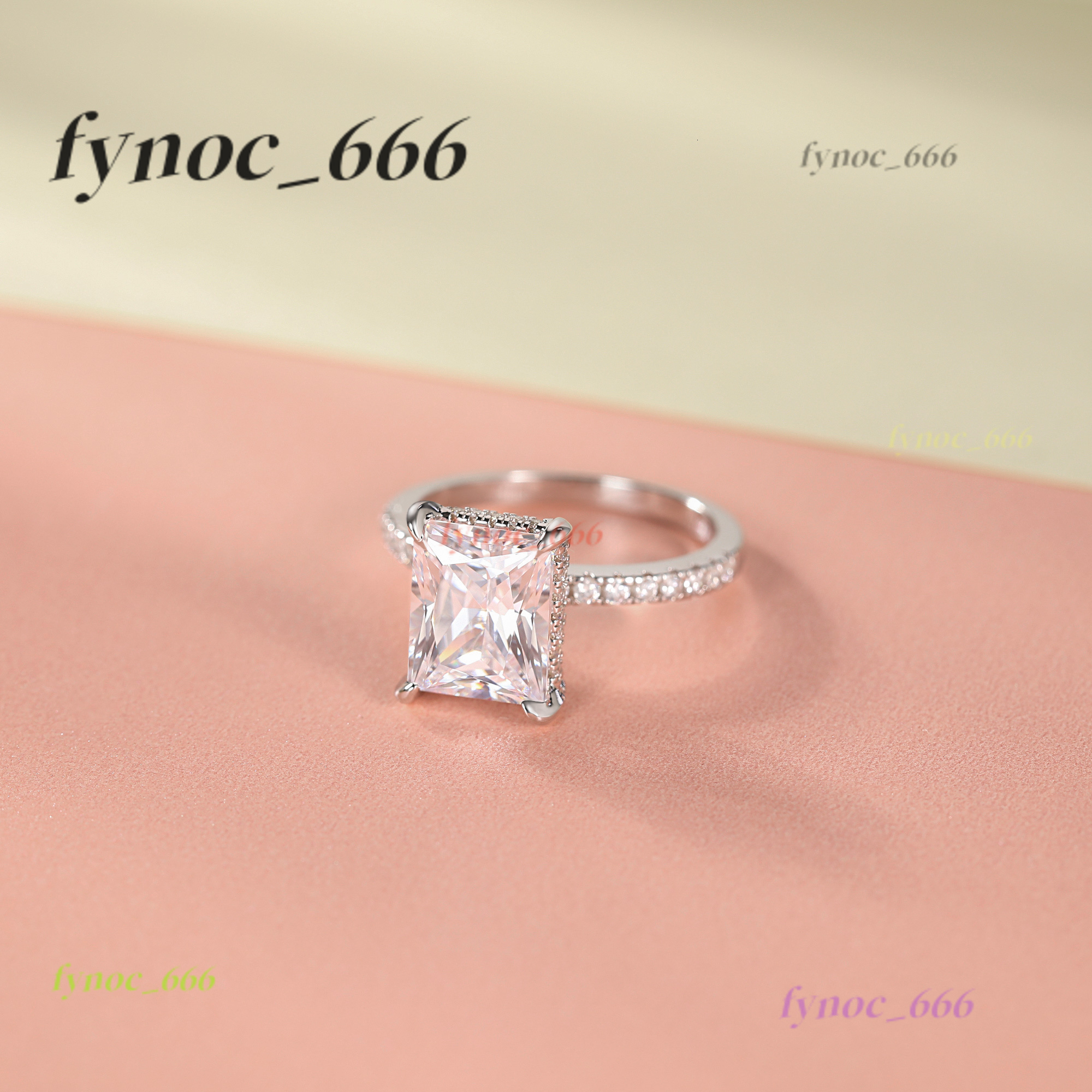 4CT Copper Ring Women Radiant Cut Cubic Moissanite Engagement Wedding Band Moissanite Promise Anniversary Ring