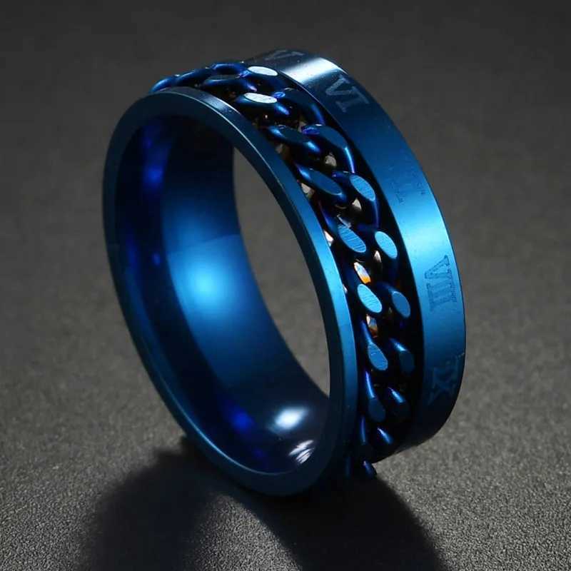 8mm Simple Men Ring Smooth Stainless Steel Blue Charms Rings Womens Couple Jewelry Gift Dropshipping W250812