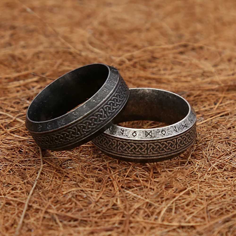 Fashion Vintage Simple Viking Rune Ring for Men Women Stainless Steel Nordic Celtic Knot Rings Couple Amulet Jewelry Wholesale W250812