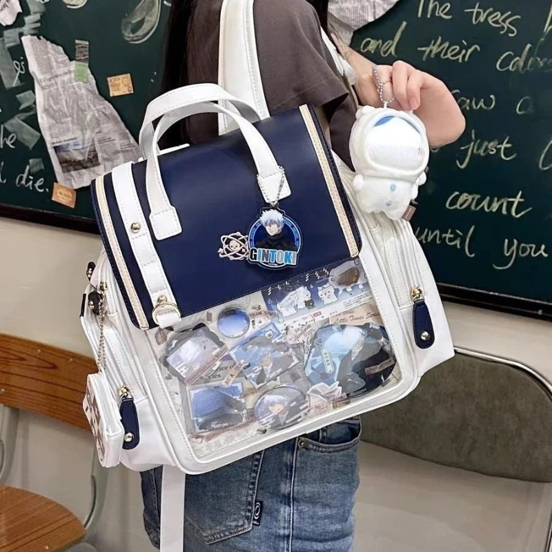 Y2K Cute Vintage Aesthetic Ita Backpack Women Large Capacity PU Student Rucksack JK Transparent Bag Fashion Preppy Knapsack 250809