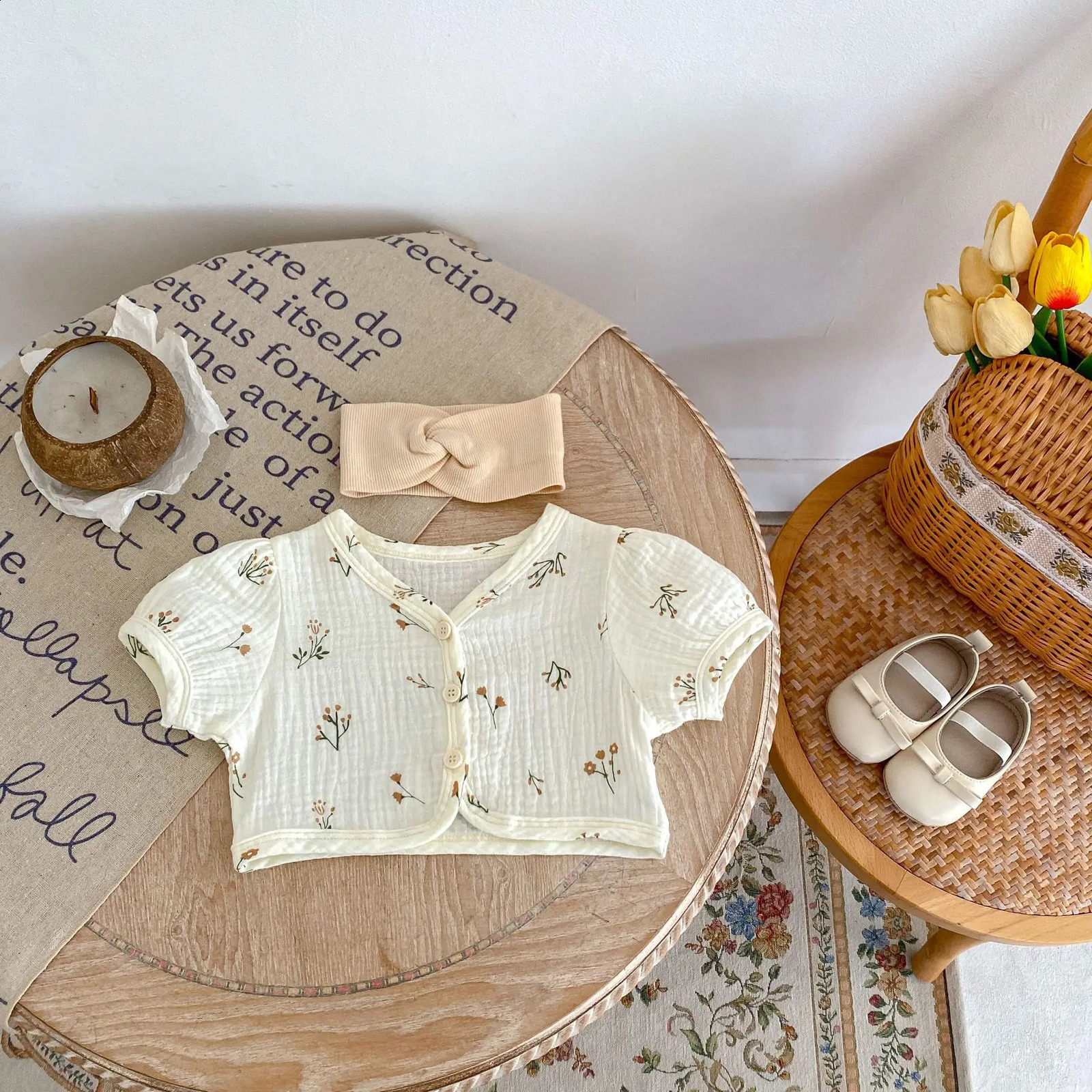 Summer Baby Men And Womens Simple Fashion All The Floral Bubble ShortSleeved Coat Short Necessary Small Cardigan 250812