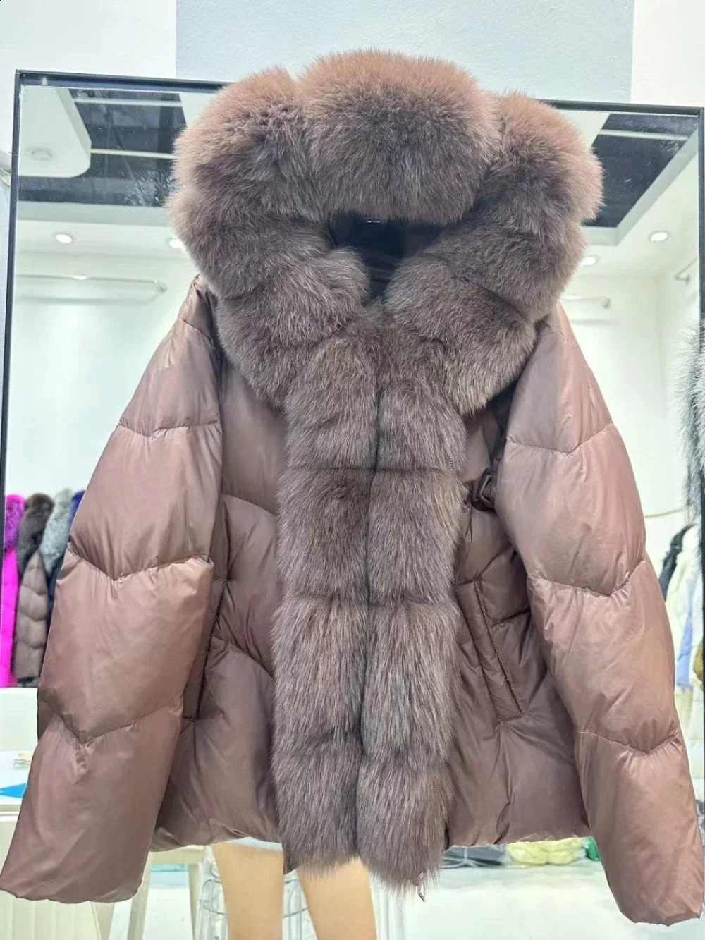 OFTBUY Fur Coat Winter Fashion Fox Fur jacket Wnite Duck Down coat Women Office Lady Casual Hooded Warm Female 250811