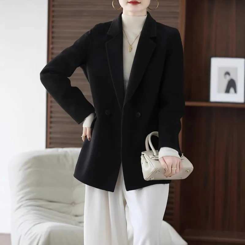 100% Pure Wool Double-Sided Woolen Jacket Autumn Winter Fashion Versatile Womens Clothing Z250813