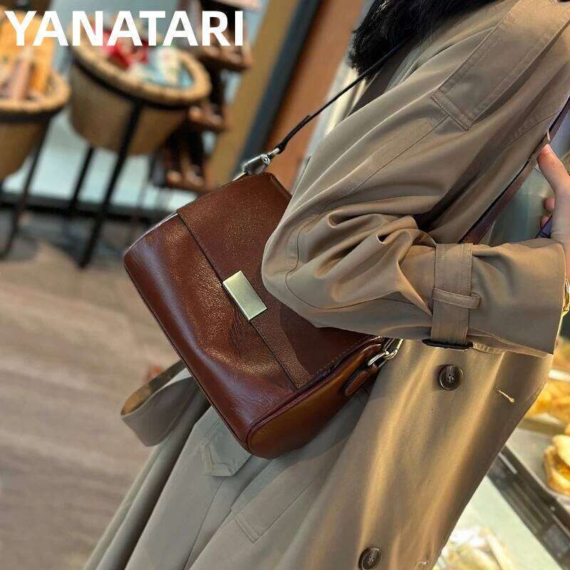 handbags female crossbody bags Vintage Genuine women shoulder Small square bag soft leather cowhide fashion